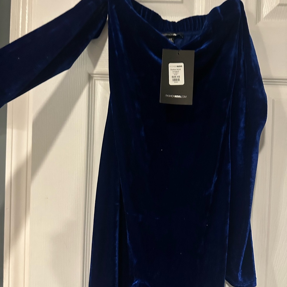 Blue velvet jumpsuit